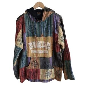 Rising International New Orleans French Quarter Patchwork Hoodie. Size Large